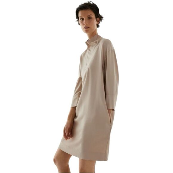 NWT COS Lyocell Utility Long Sleeve Dress in Beige Size 12 - Picture 1 of 10